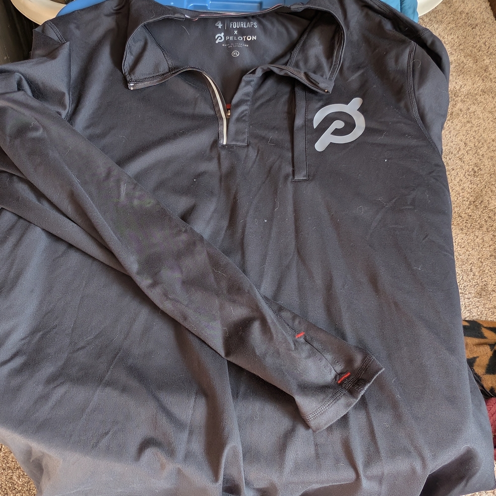 Peloton Black Long Sleeve Tee with Quarter-Zip and Relaxed Fit